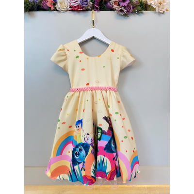 Vestido Infantil Divertidamente Amarelo Colorido Festas