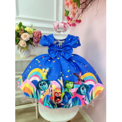 Vestido Infantil Divertidamente Azul C/ Cinto de Pérolas