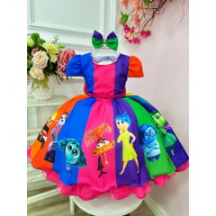 Vestido Infantil Divertidamente Colorido C/ Laço  Festas