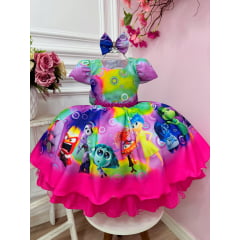 Vestido Infantil Divertidamente Colorido C/ Laço Luxo Festas