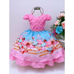 Vestido Infantil Princesa Sofia Lilás C/ Cinto de Pérolas - Rosa Charmosa  Atacado