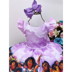 Vestido Infantil Encanto Lilás Luxo Cinto de Pérolas + Brinde