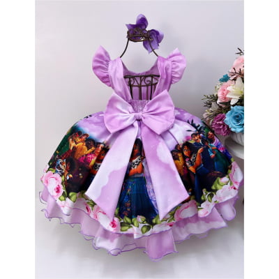 Vestido Infantil Encanto Lilás Luxo Cinto de Pérolas