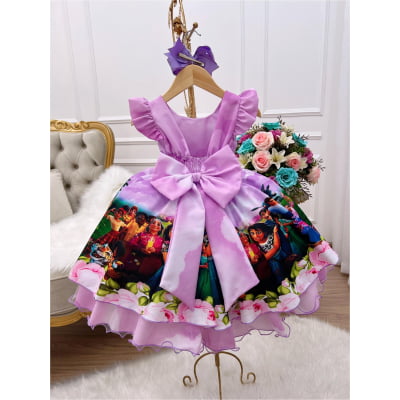 Vestido Infantil Encanto Lilás Luxo Cinto de Pérolas