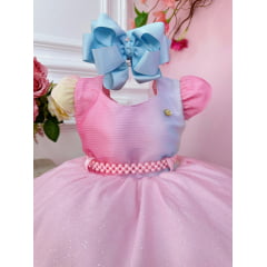 Vestido Infantil Colorido Fadinha Com Aplique de Asa Festas