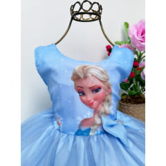 Vestido Infantil Frozen Azul Princesa Festas Aniversário