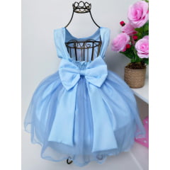 Vestido Infantil Frozen Azul Princesa Festas Aniversário