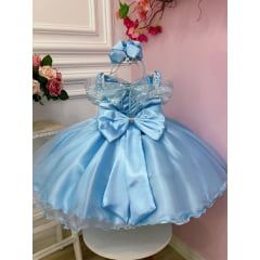 Vestido Infantil Frozen C/ Capa e Laço Princesas Festas Luxo