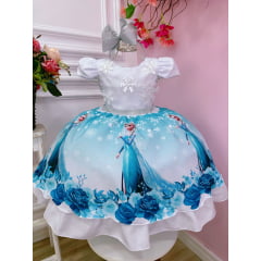 Vestido Infantil Frozen Princesa Aplique Gelo Festas