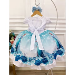 Vestido Infantil Frozen Princesa Aplique Gelo Festas