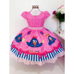 Vestido Infantil Galinha Pintadinha Pink Cinto Luxo
