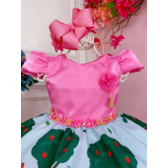 Vestido Infantil Galinha Pintadinha Rosa Chiclete Luxo