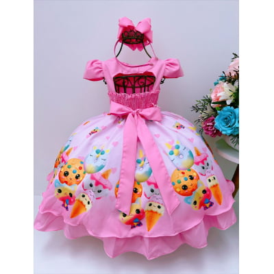 Vestido Infantil Ice Cream Rosa Chiclete
