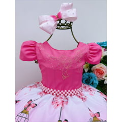 Vestido Infantil Jardim Encantado Borboletas Rosa Luxo