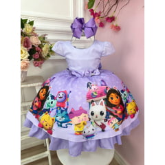 Vestido Infantil Lilás Casa Mágica da Gabby Luxo
