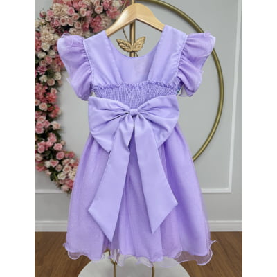 Vestido Infantil Lilás da Princesa Sofia Saia C/ Glitter e Led Festas