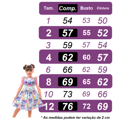 Vestido Infantil Lilo Stitch Pink e Azul Com Glitter Festas