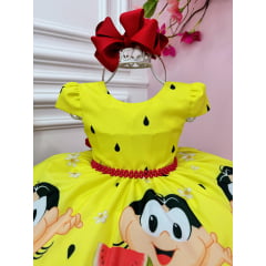 Vestido Infantil Magali Amarelo Busto C/ Pérolas Festas