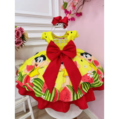 Vestido Infantil Magali Amarelo Busto C/ Pérolas Festas