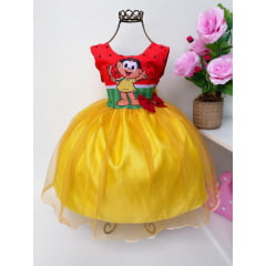 Vestido Infantil Magali Amarelo e Vermelho Melancias