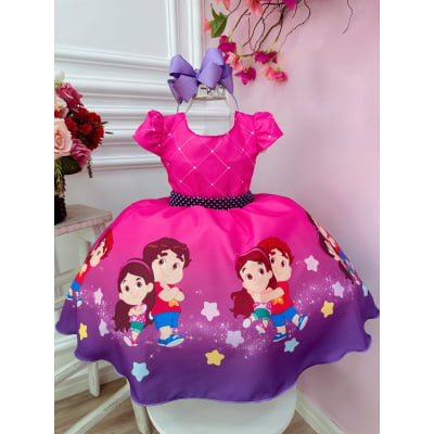 Vestido Infantil Maria Clara e JP Rosa Chiclete Cinto Pérolas