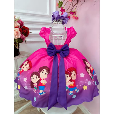 Vestido Infantil Maria Clara e JP Rosa Chiclete Cinto Pérolas