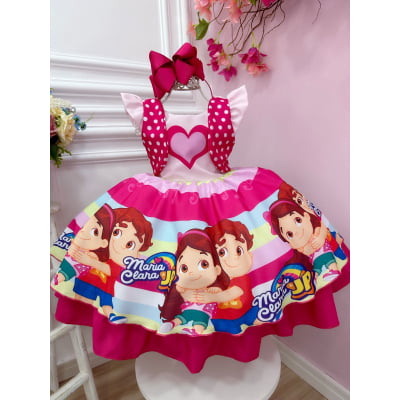 Vestido Infantil Maria Clara e JP Rosa Pink Coração Luxo
