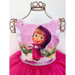 Vestido Infantil Masha e o Urso Pink Festa de Luxo Princesas