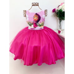 Vestido Infantil Masha e o Urso Pink Festa de Luxo Princesas