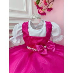 Vestido Infantil Menina e o Urso Pink Com Lenço Festas