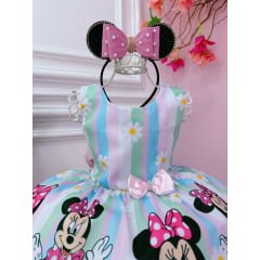 Vestido Infantil Minnie Colorido Florido Margaridas Luxo