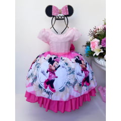 Vestido Infantil Rosa Poá Pérolas e Strass