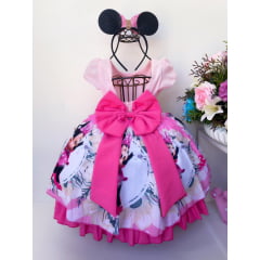 Vestido Infantil Rosa Poá Pérolas e Strass