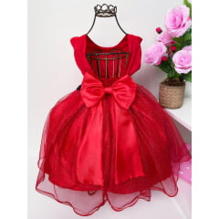 Vestido Infantil Minnie Vermelha Laço Preto Princesas