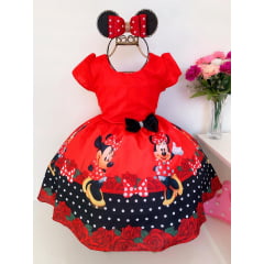 Vestido Infantil Minnie Vermelha Luxo Festa Aniversário