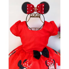 Vestido Infantil Minnie Vermelha Luxo Festa Aniversário
