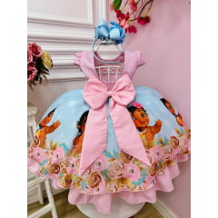 Vestido Infantil Moana Baby Florido Rosa Festas