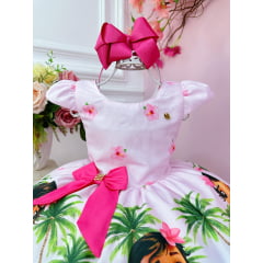 Vestido Infantil Baby Rosa C/ Broche Luxo Festas