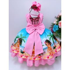 Vestido Infantil Moana Baby Rosa Luxo Princesas Festas