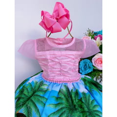 Vestido Infantil Moana Baby Rosa Princesas Luxo Festa