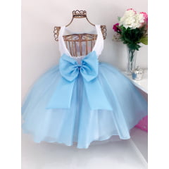Vestido Infantil Mundo Bita Azul Luxo Cinto Strass Princesas
