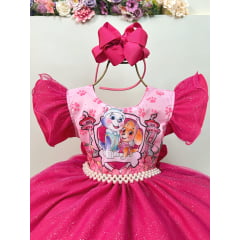 Vestido Infantil Patrulha Canina Sky Pink Festas