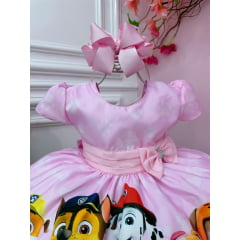 Vestido Infantil Patrulha Canina Sky Rosa Festas Luxo