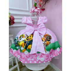 Vestido Infantil Patrulha Canina Sky Rosa Festas Luxo