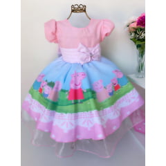 Vestido Infantil Peppa Pig Rosa Festa Luxo