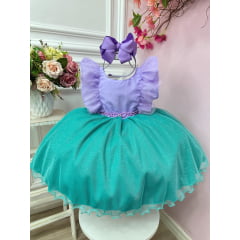 Vestido Infantil Pequena Sereia Busto C/ Babados Strass