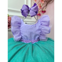 Vestido Infantil Pequena Sereia Busto C/ Babados Strass