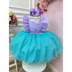 Vestido Infantil Pequena Sereia Busto C/ Strass Babados