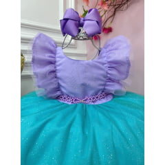 Vestido Infantil Pequena Sereia Busto C/ Strass Babados