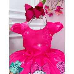 Vestido Infantil Pink Lol Florido C/ Broches de Laçinhos